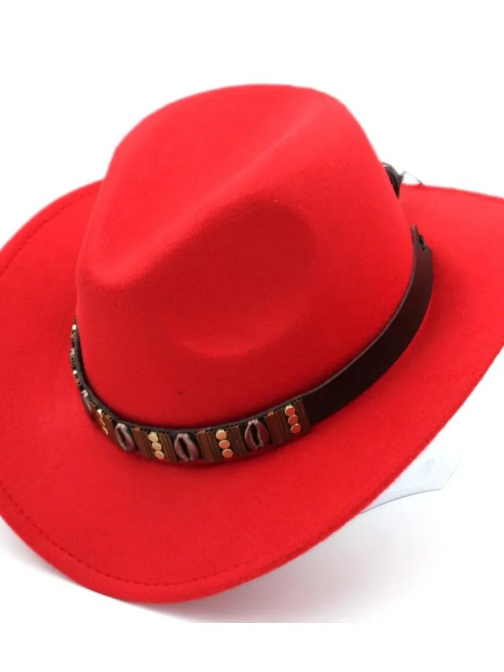 Red Western Cowboy Hat Wide Brim Ranch Rodeo Cowgirl Festival Boho Costume Hat